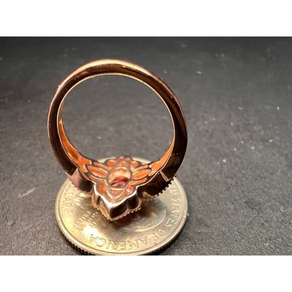 NEW Pink Moissanite lotus ring in rose gold vermeil 925 size 6 - Picture 8 of 12